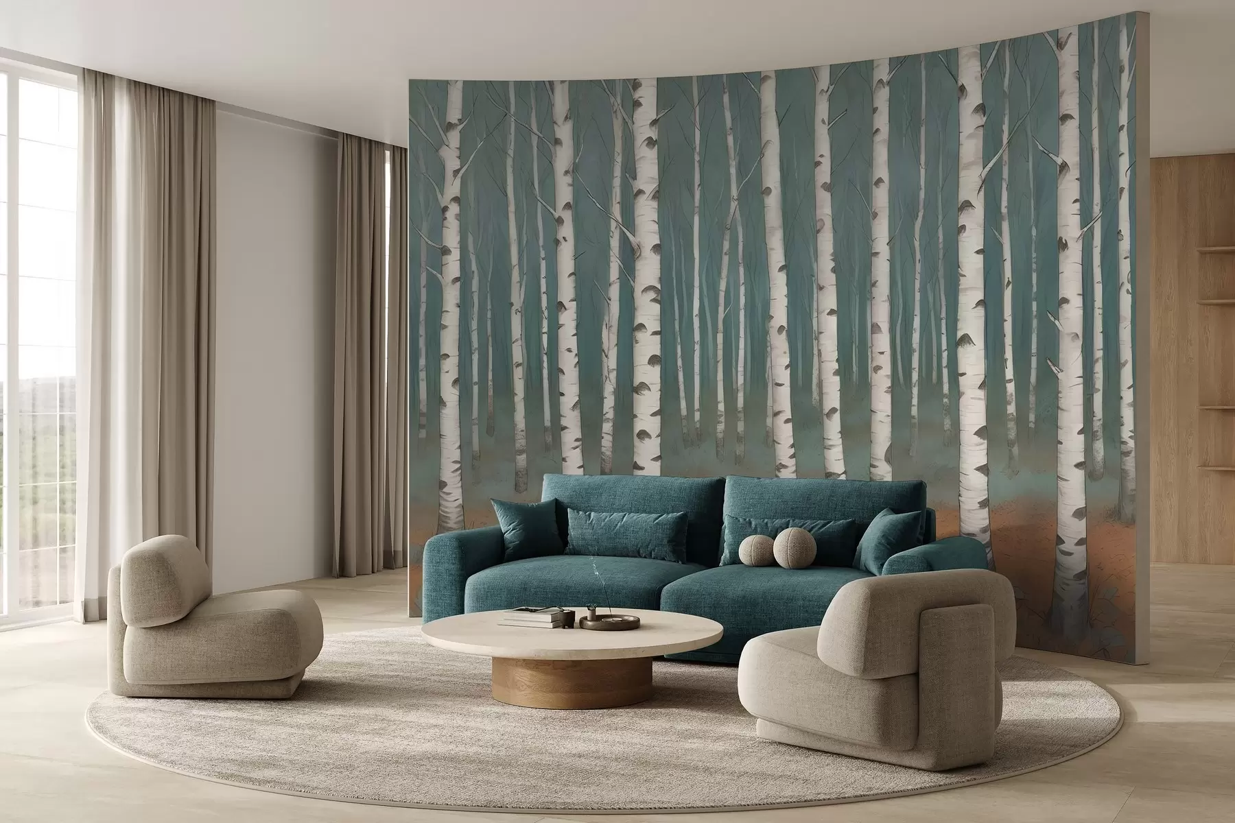 fotószőnyeg Akvarell nyírfák w02845