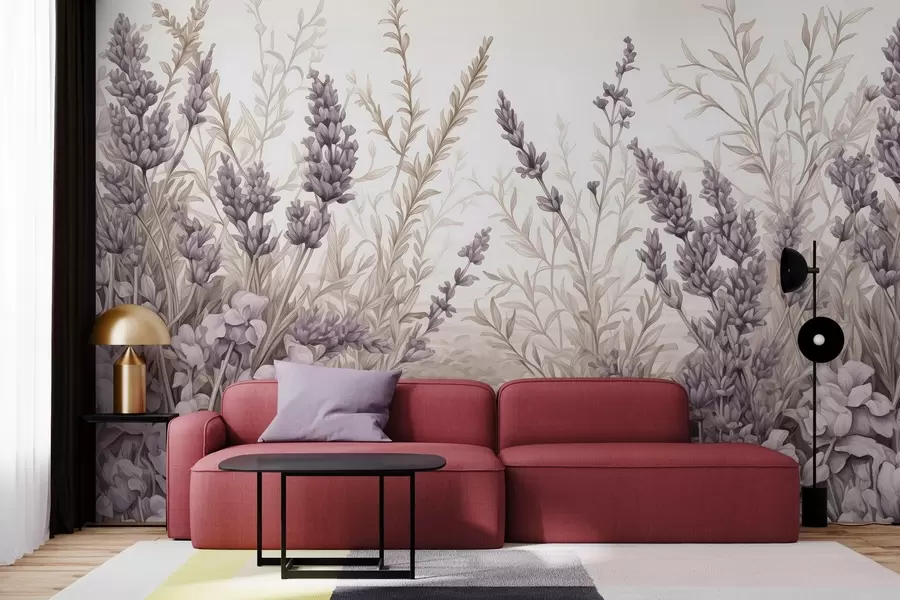 fotószőnyeg Akvarell virágzó mező pasztell színekben w02847