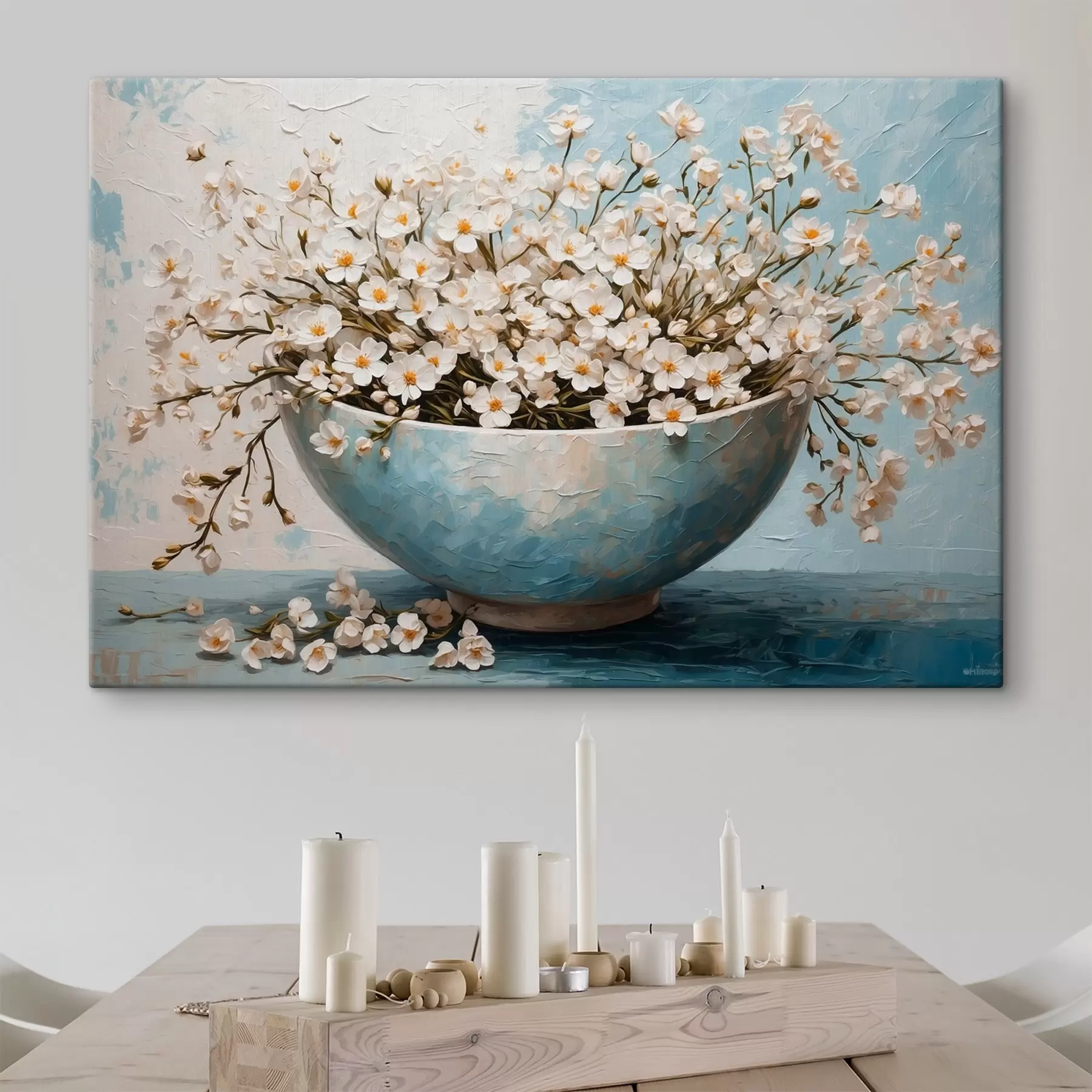 fotótapéta Fehér kis virágok cserépben s42533