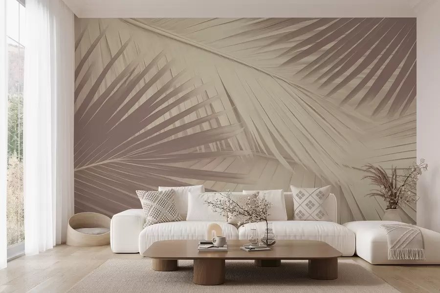 fotószőnyeg Absztrakt pálmalevelek lágy árnyalatokban w08677