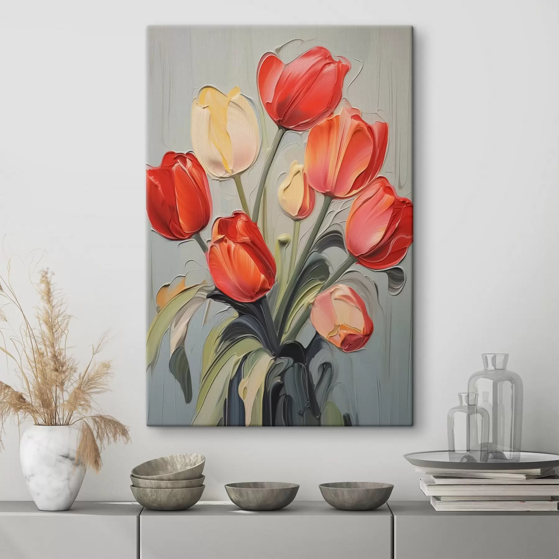 fotószőnyeg Fényes tulipánok utánzata festmény s42756