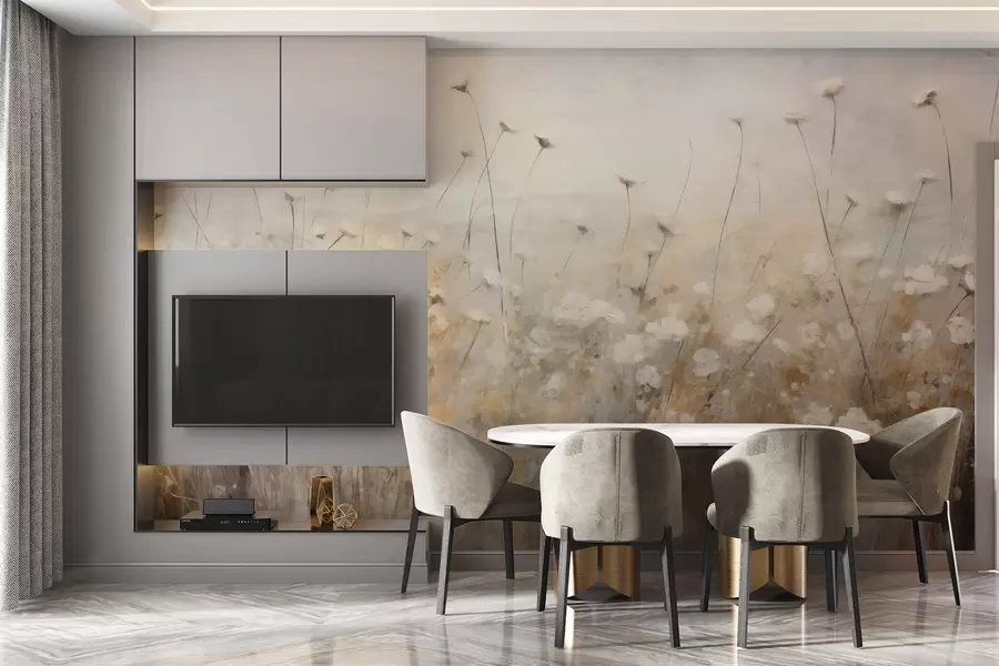 fotószőnyeg Betonfal virágokkal grunge stílusban w02972