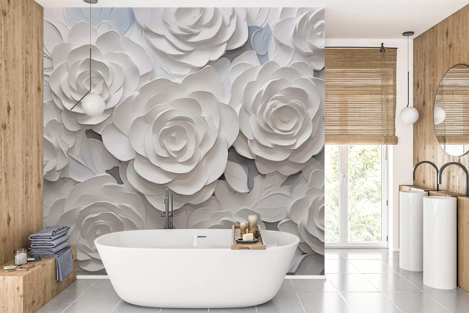 fotószőnyeg Fehér absztrakt rózsák w03070