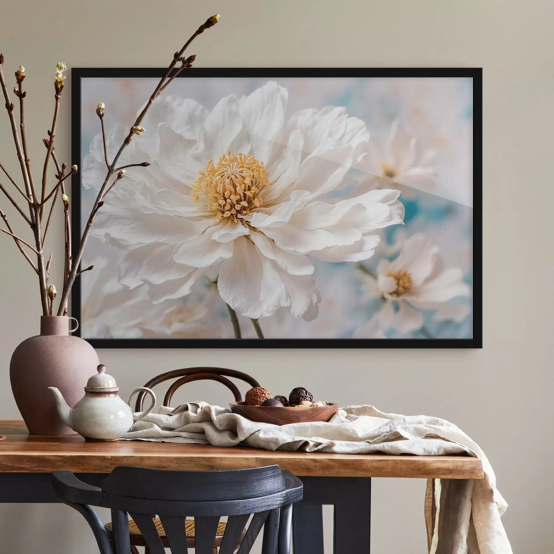 fotószőnyeg Fehér virág elmosódott háttéren f42925