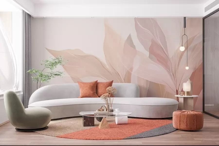 fotószőnyeg Absztrakt kép levelek világos színekben w03135