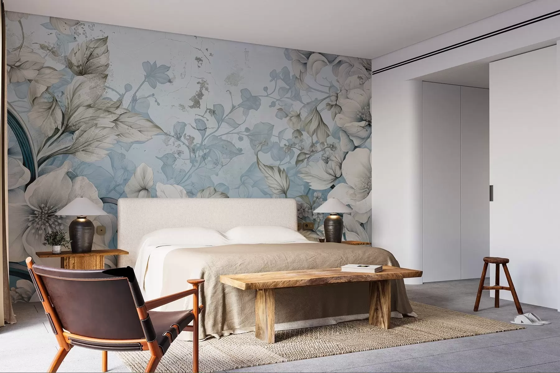 fotószőnyeg Fantasy festett virágok a falon w03191