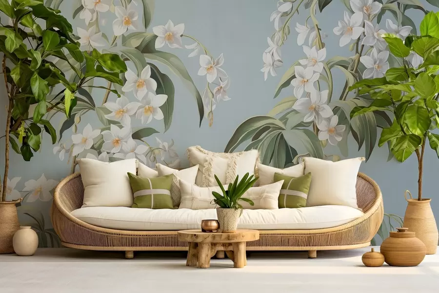 fotószőnyeg Rajzolt virágzó ágak w03204