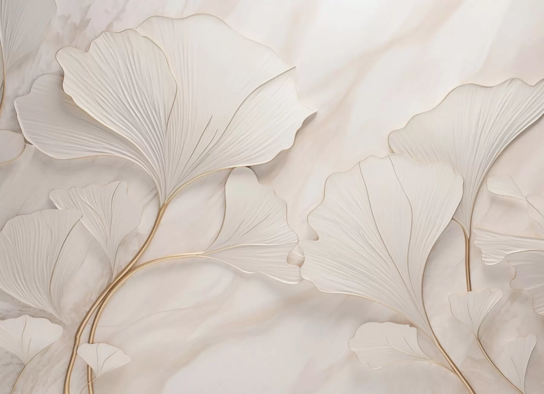 fotószőnyeg Pasztell levelek márvány háttéren bézs árnyalatban w03440v1