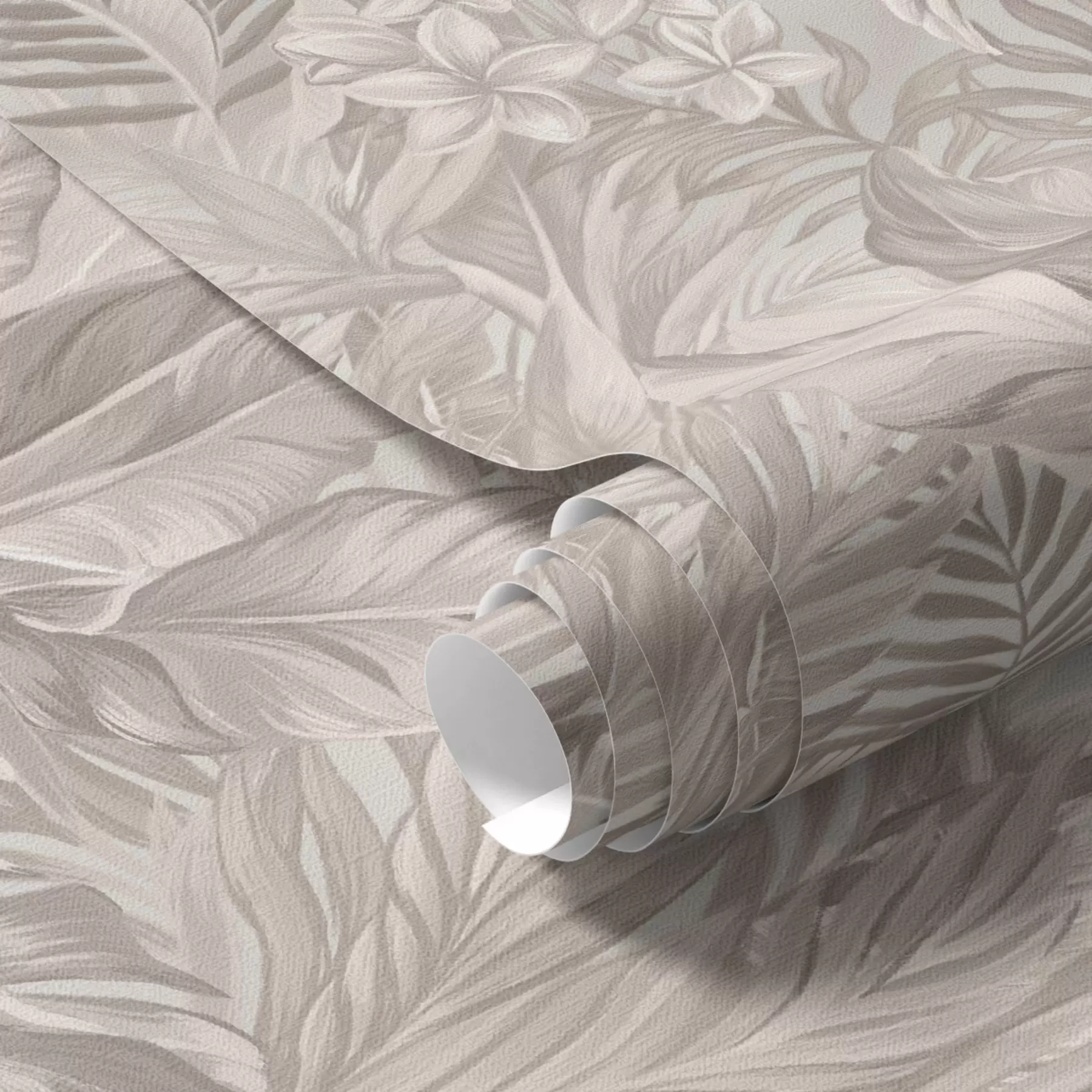 fotószőnyeg Trópusi virágok és levelek pasztell színekben a00024