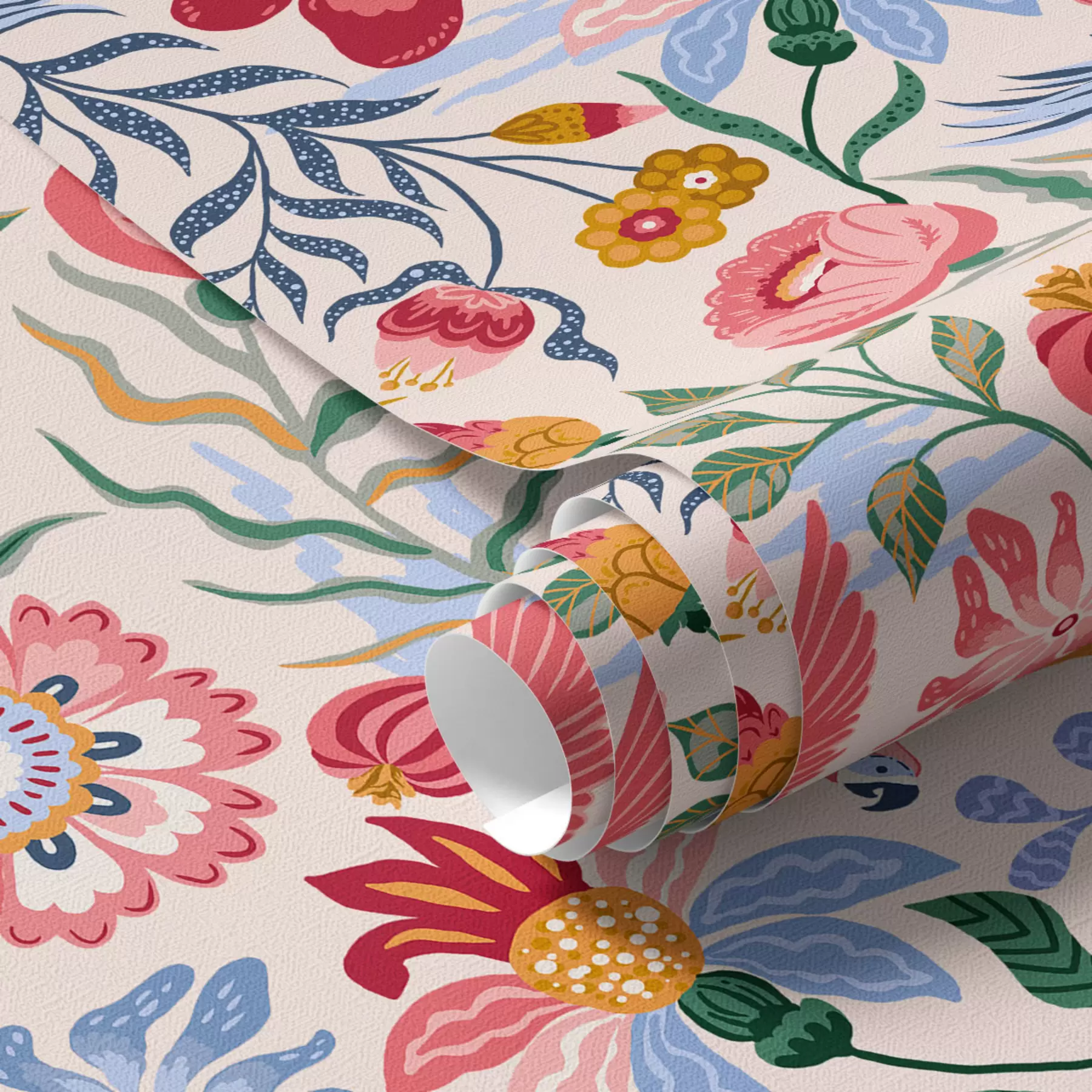 fotószőnyeg Fényes virág és bogyó kompozíció papagájokkal a00046