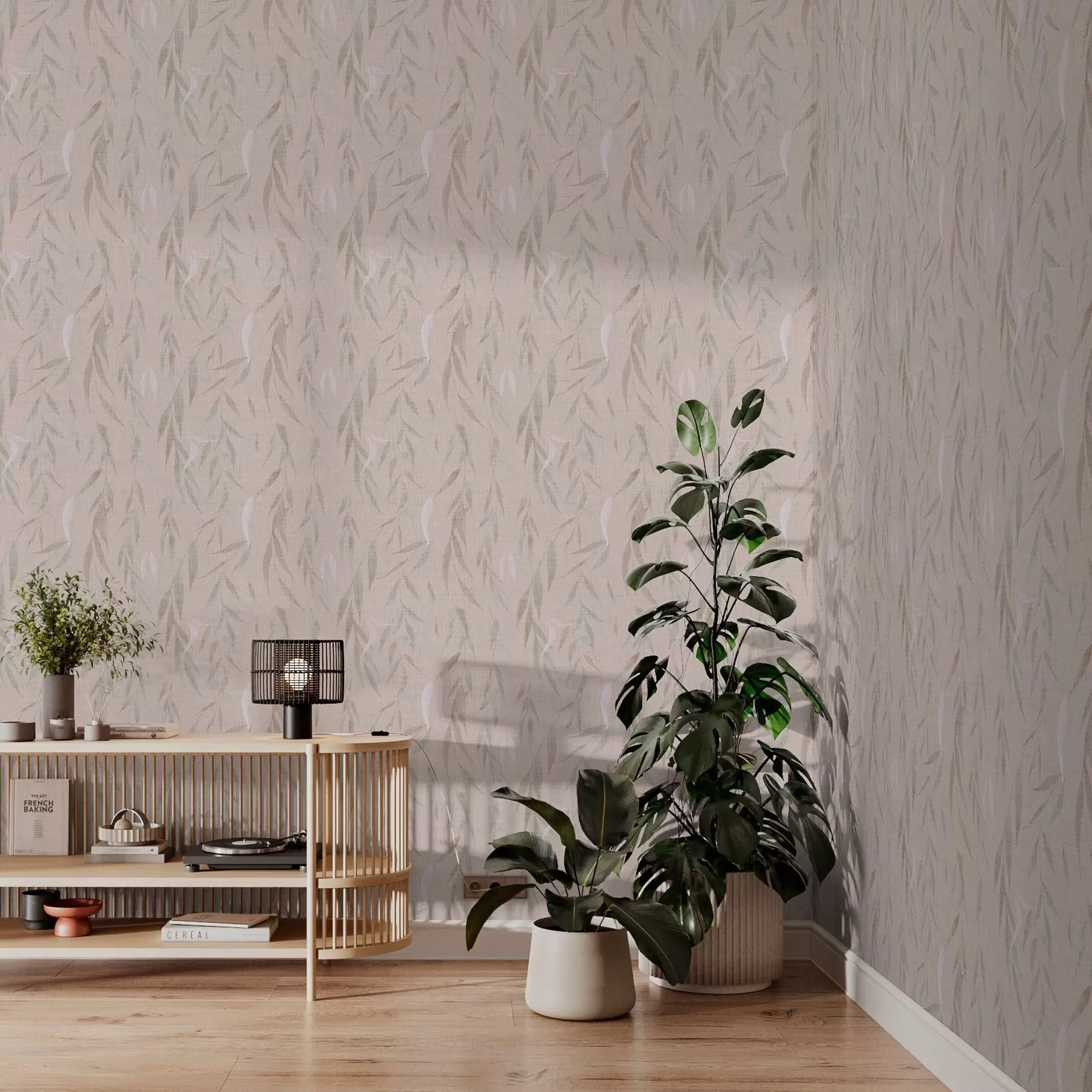 fotószőnyeg Lógó ágak levelekkel bézs háttéren a00095v1