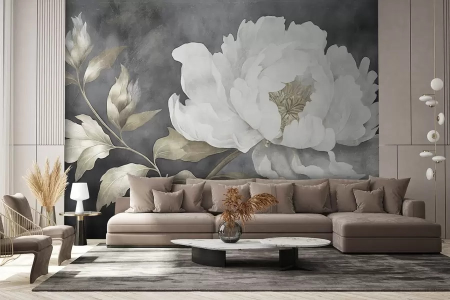 fotószőnyeg Nagy világos virág sötét öregített háttéren w08949