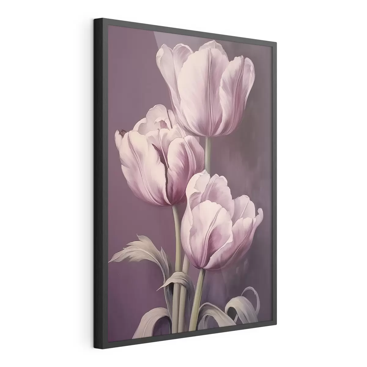 Plakát a sziklán Elegáns tulipánok lila háttéren f43513