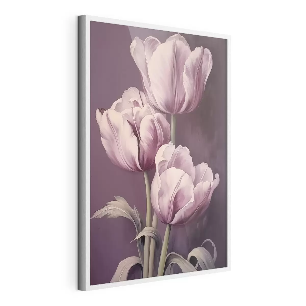 Plakát a sziklán Elegáns tulipánok lila háttéren f43513