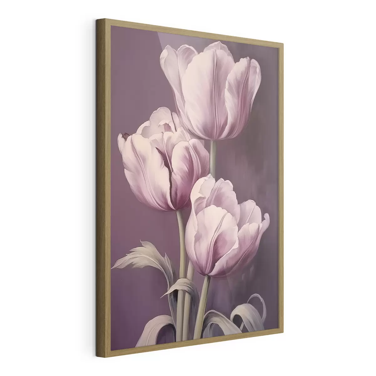 Plakát a sziklán Elegáns tulipánok lila háttéren f43513