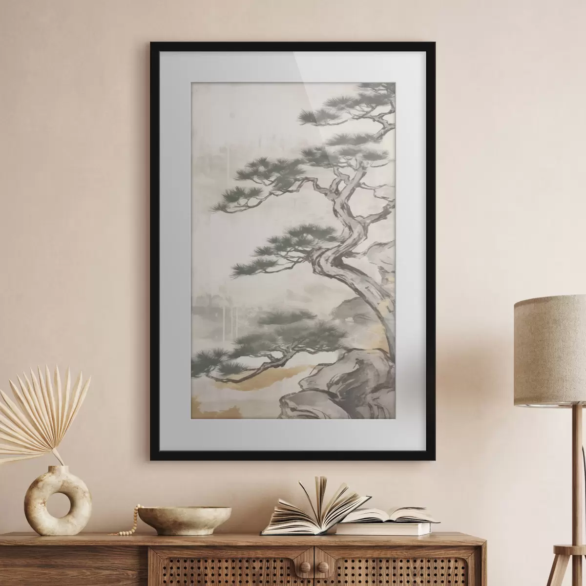 Plakát a sziklán Japán bonsai f43238