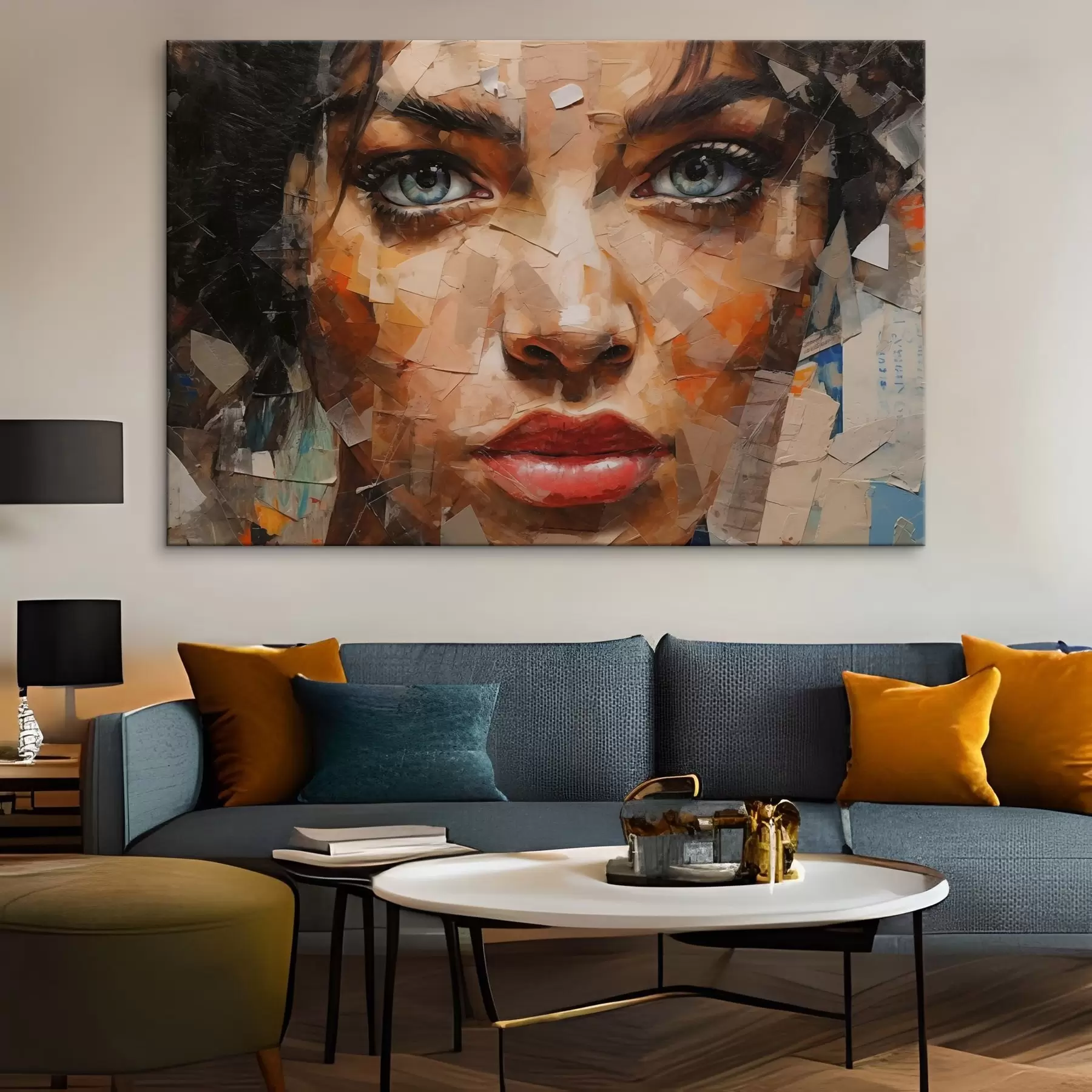 fotótapéta Lány arca újságokból készült s43467