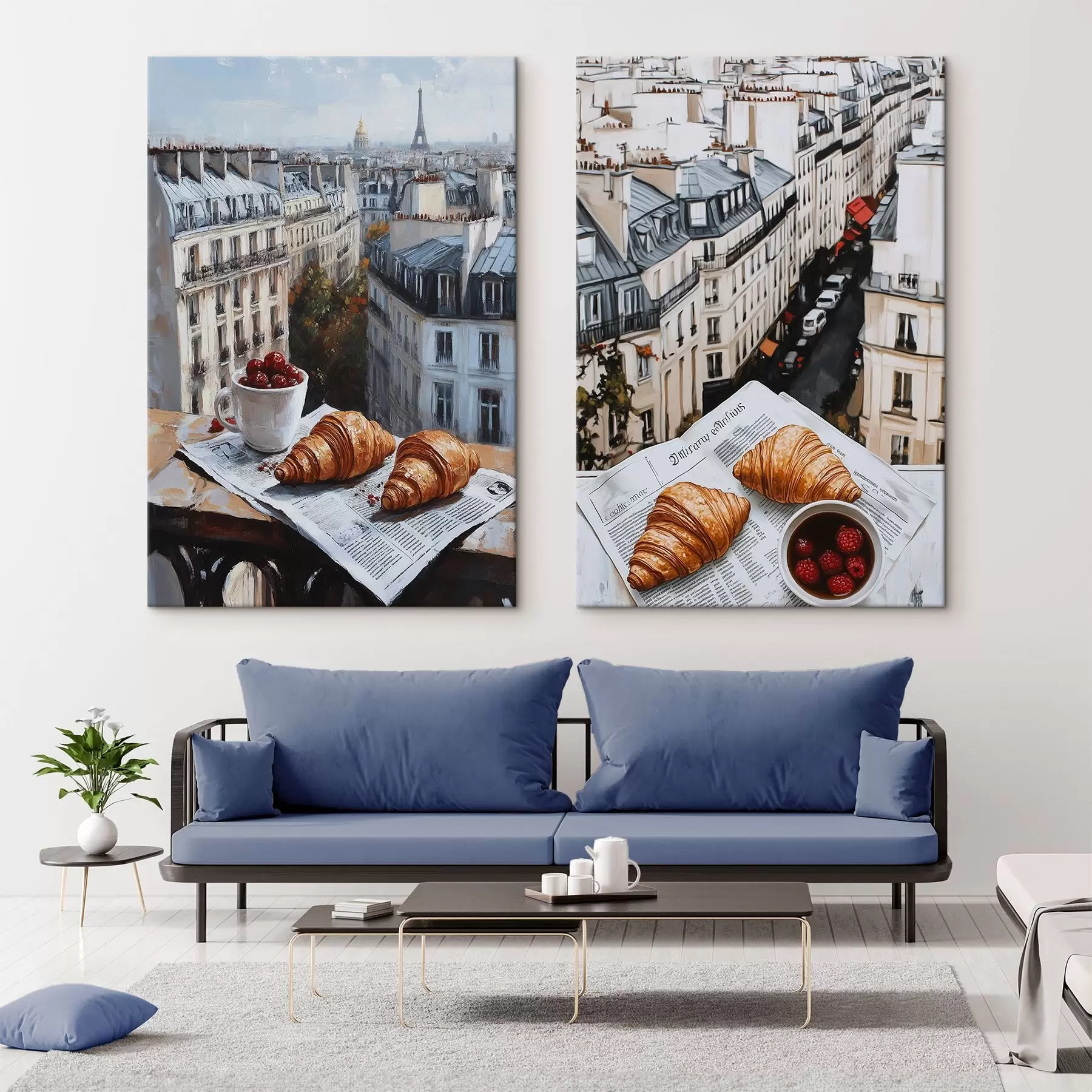 fotótapéta Városnézés egy párizsi erkélyen, Eiffel-torony, eper, kávé, napló m00445