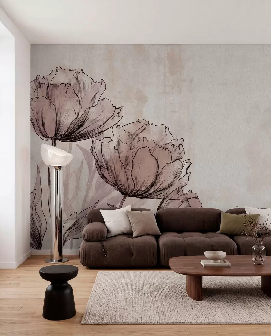 fotószőnyeg Pasztell tulipánok könnyű vintage hatással w03796