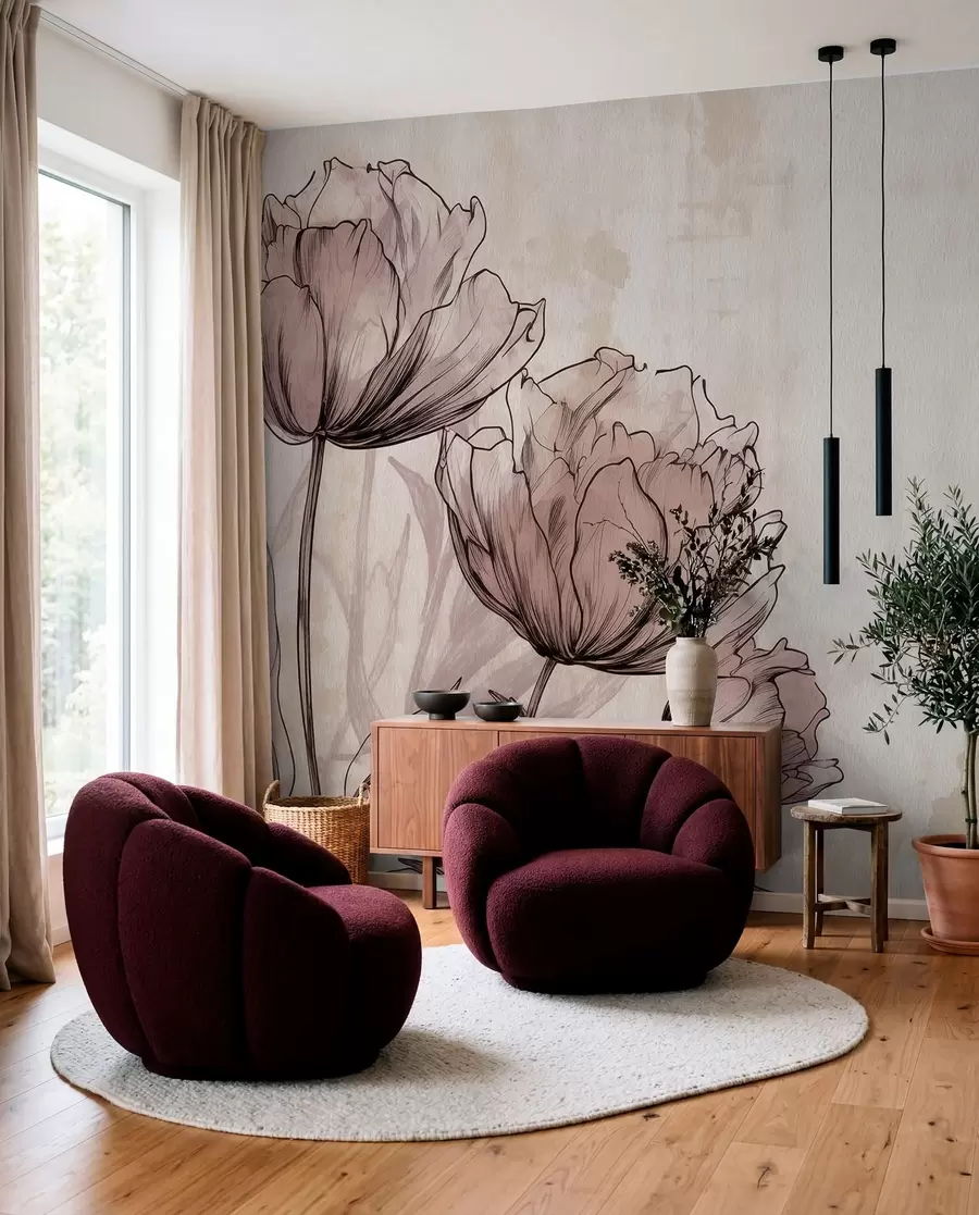 fotószőnyeg Pasztell tulipánok könnyű vintage hatással w03796