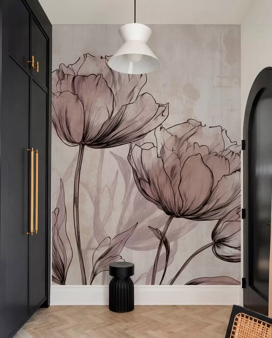 fotószőnyeg Pasztell tulipánok könnyű vintage hatással w03796