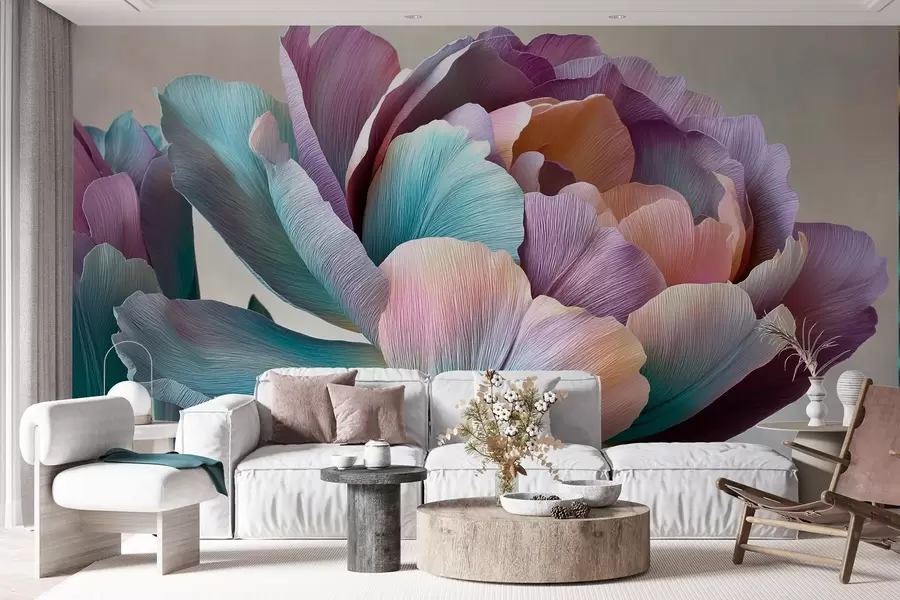 fotószőnyeg Színes virág a krepp papír stílusában w09076