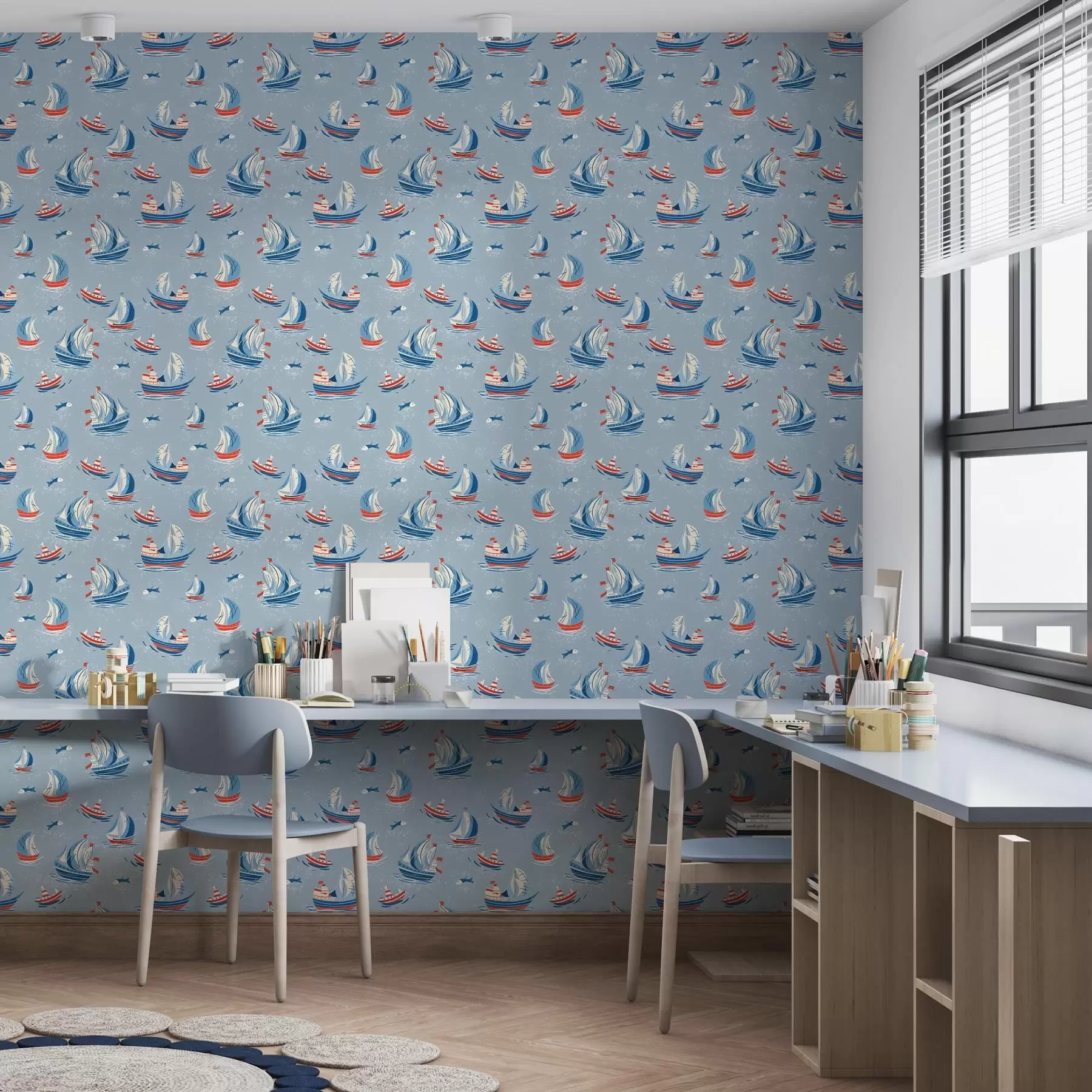 fotószőnyeg Hajók kék háttéren a00126