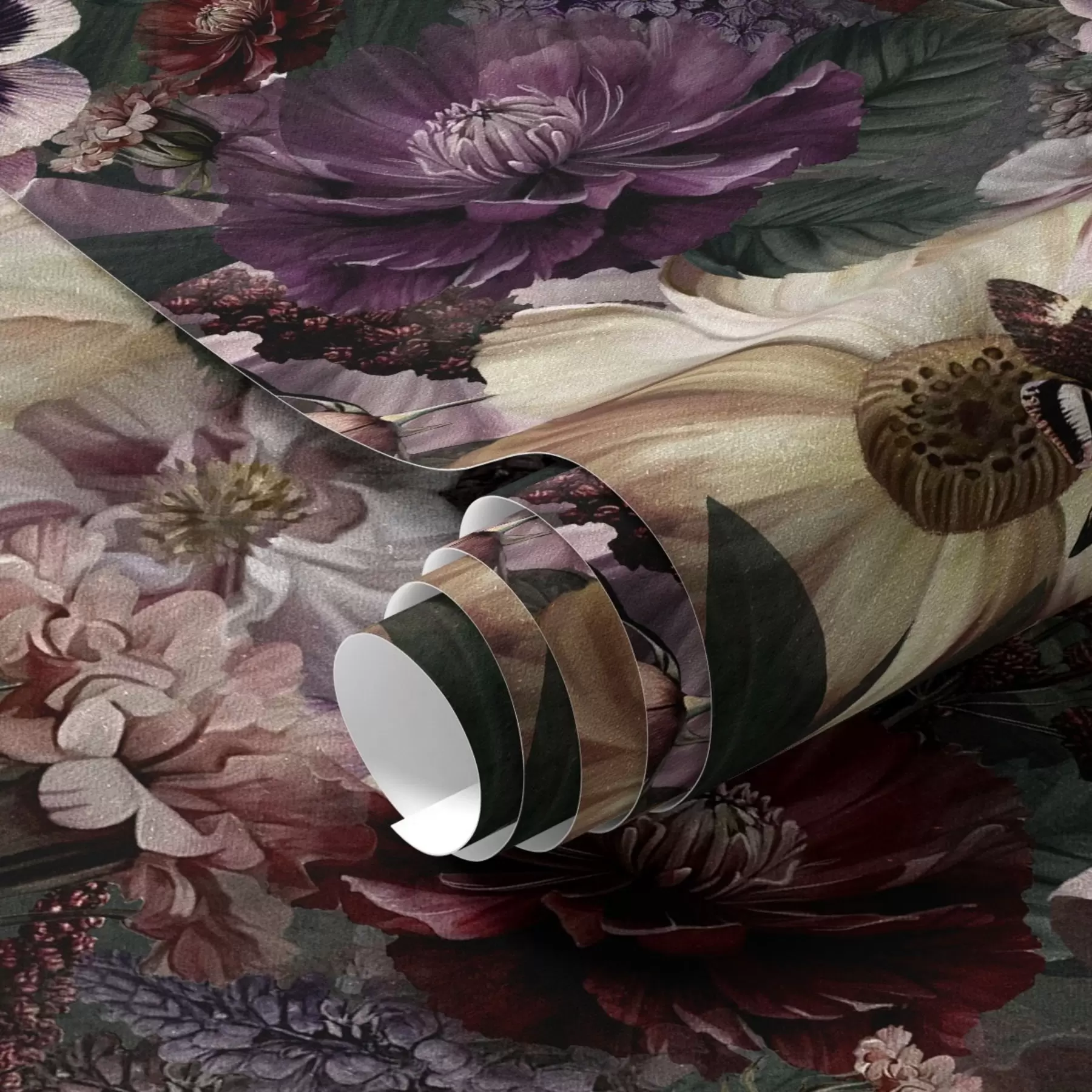 fotószőnyeg Művészi virágos nyomtatás sötét színekben a00147