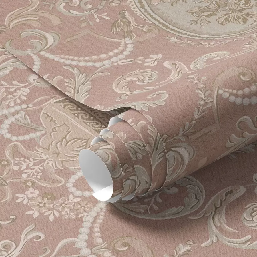 fotószőnyeg Barokk díszítés virágokkal rózsaszín háttéren a00160