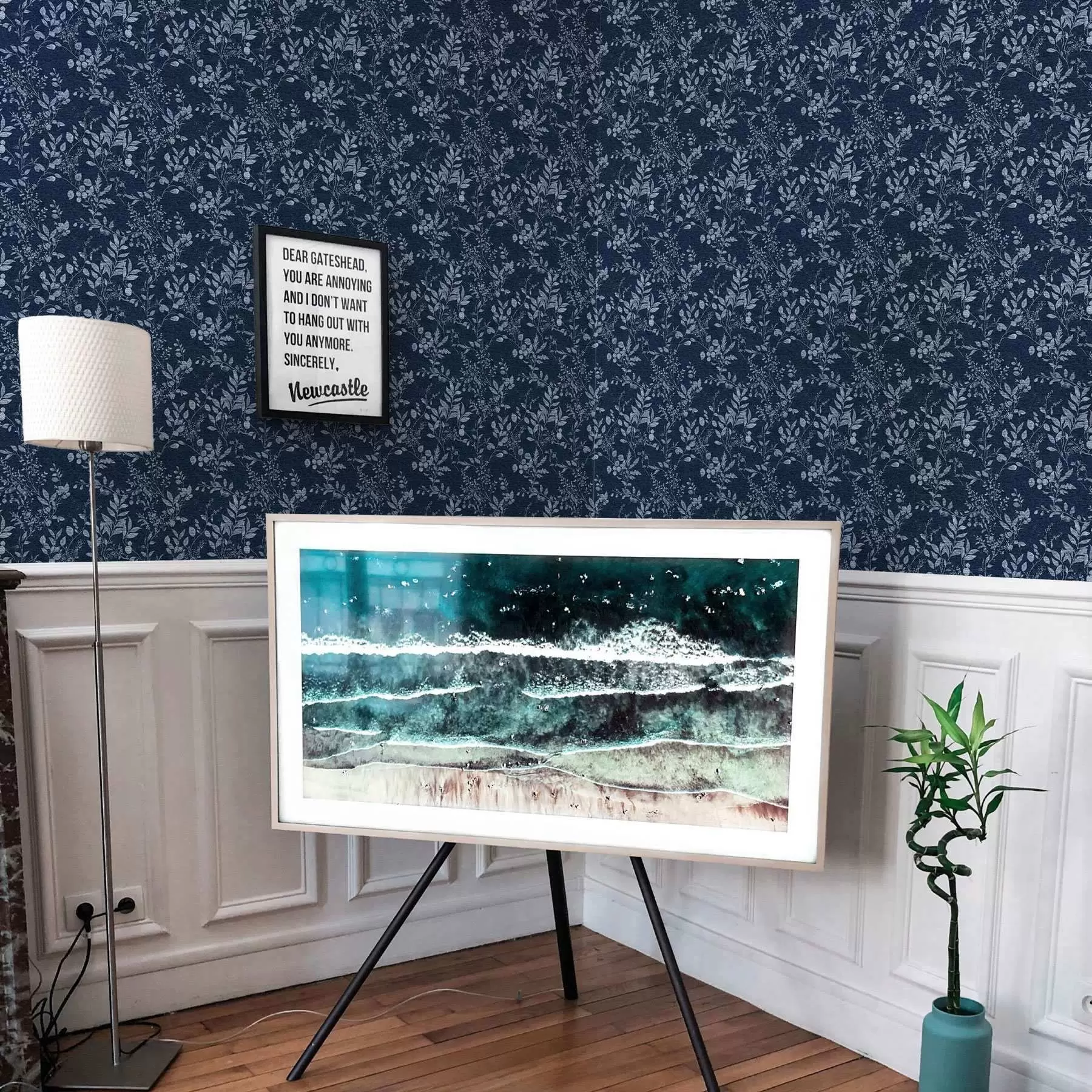 fotószőnyeg Világos botanikai nyomtatás sötét háttéren a00166