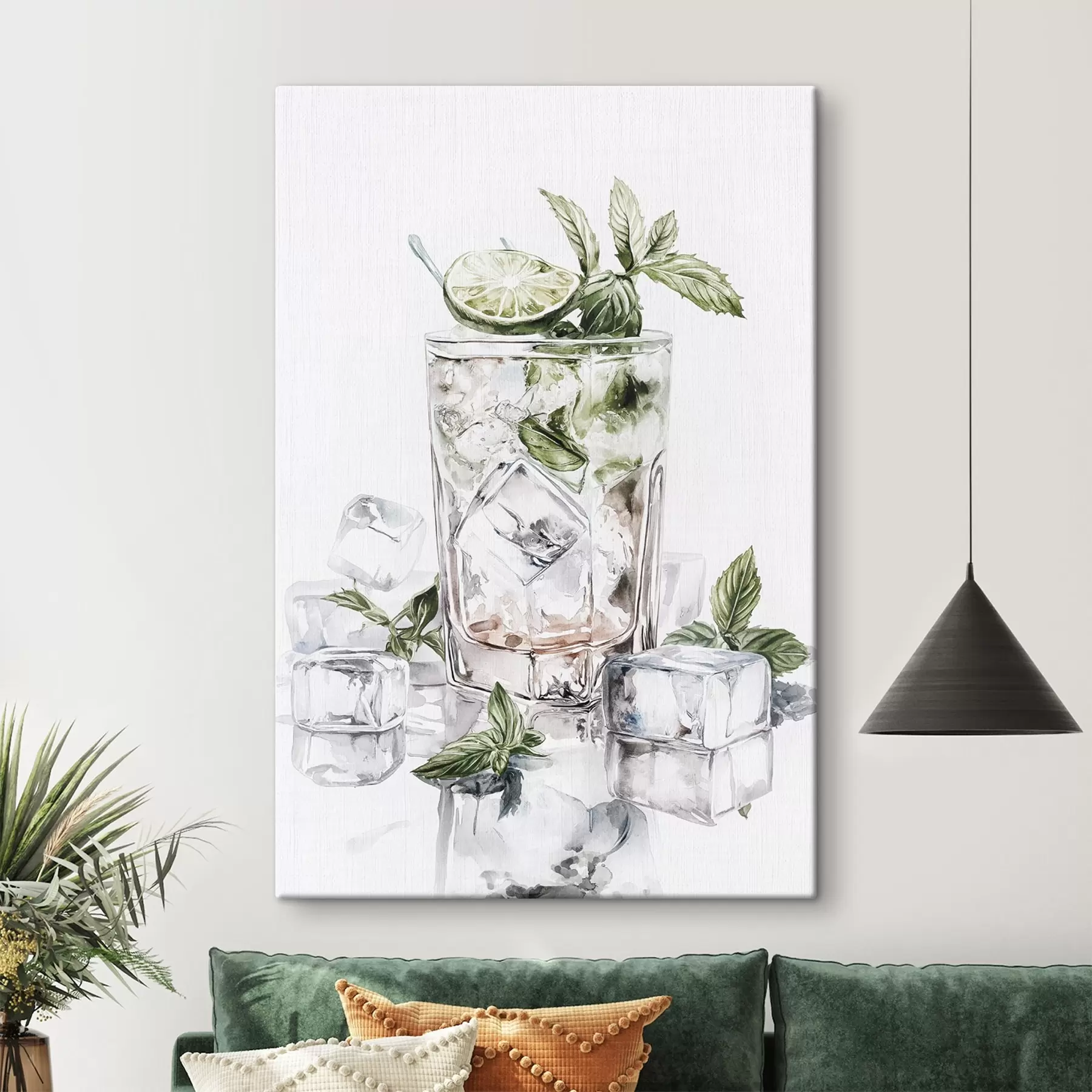 fotótapéta Mojito koktél, akvarell stílusú italok, menta s44302