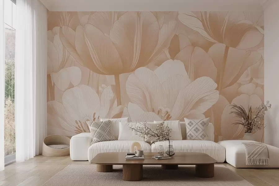 fotószőnyeg Bézs pipacsok világos árnyalatokban w09099