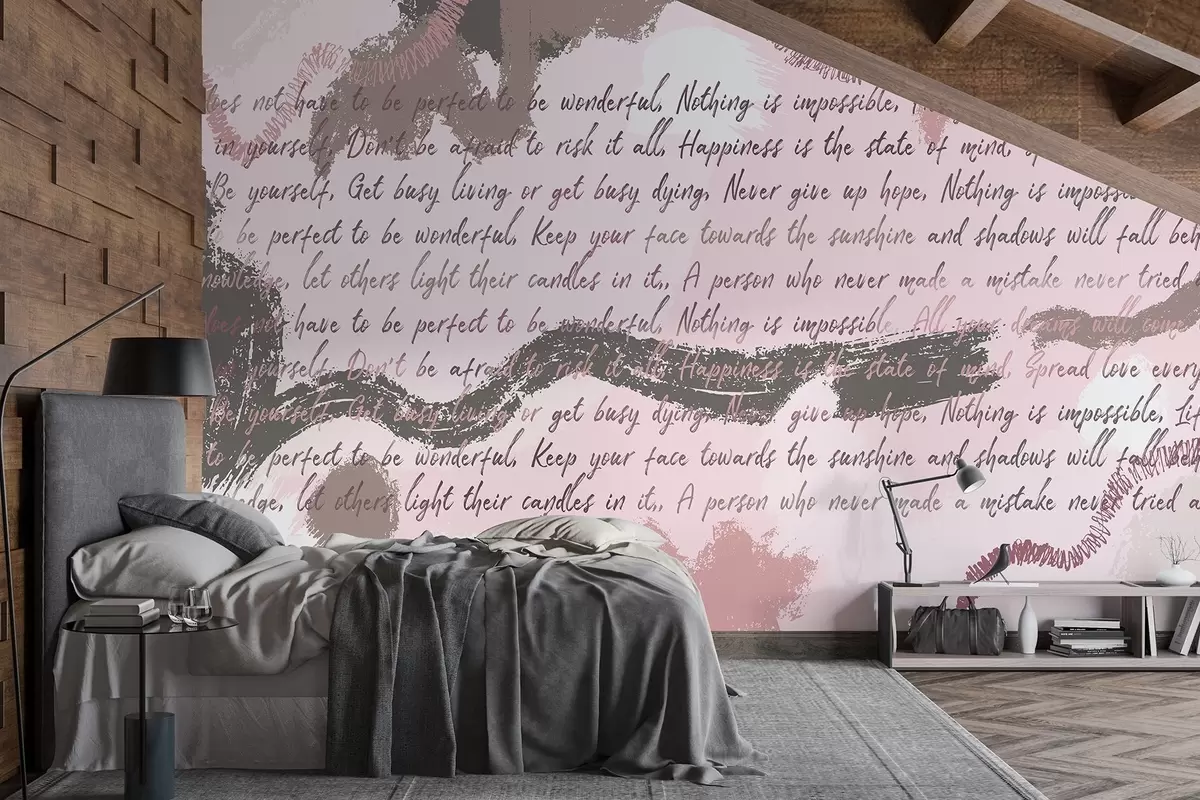 fotószőnyeg Design inspiráló idézetekkel, absztrakcióval, rózsaszín színekkel w03909v3
