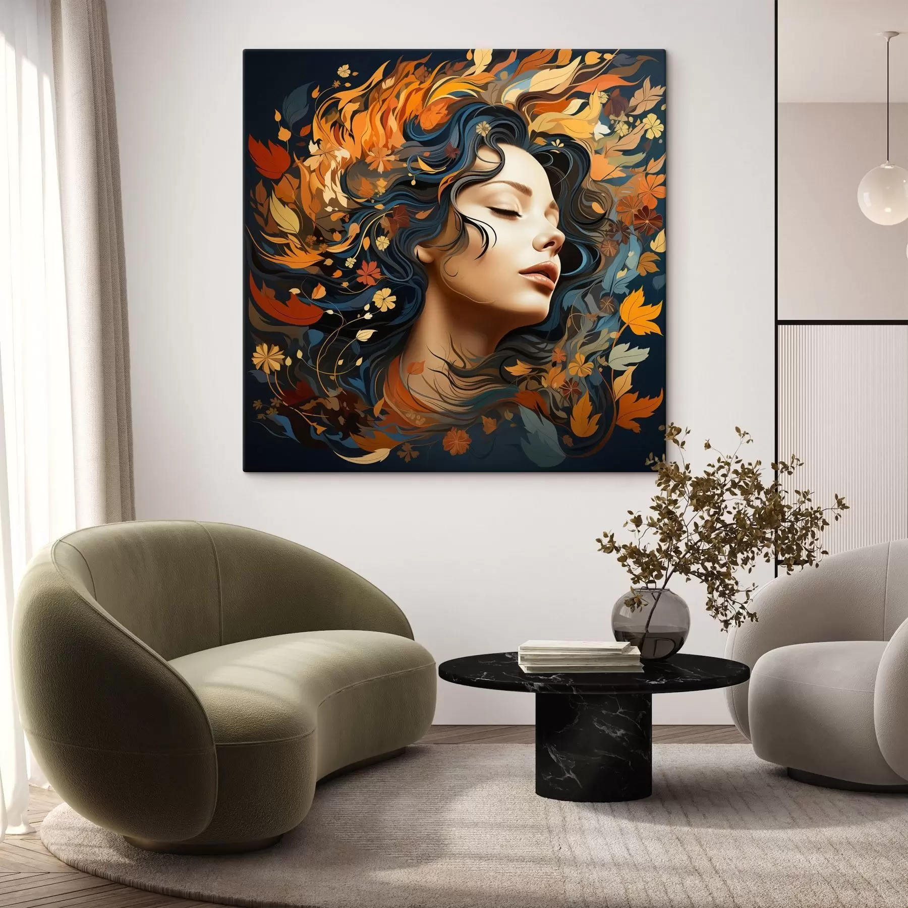 fotótapéta Lány és a hulló levelek s44358