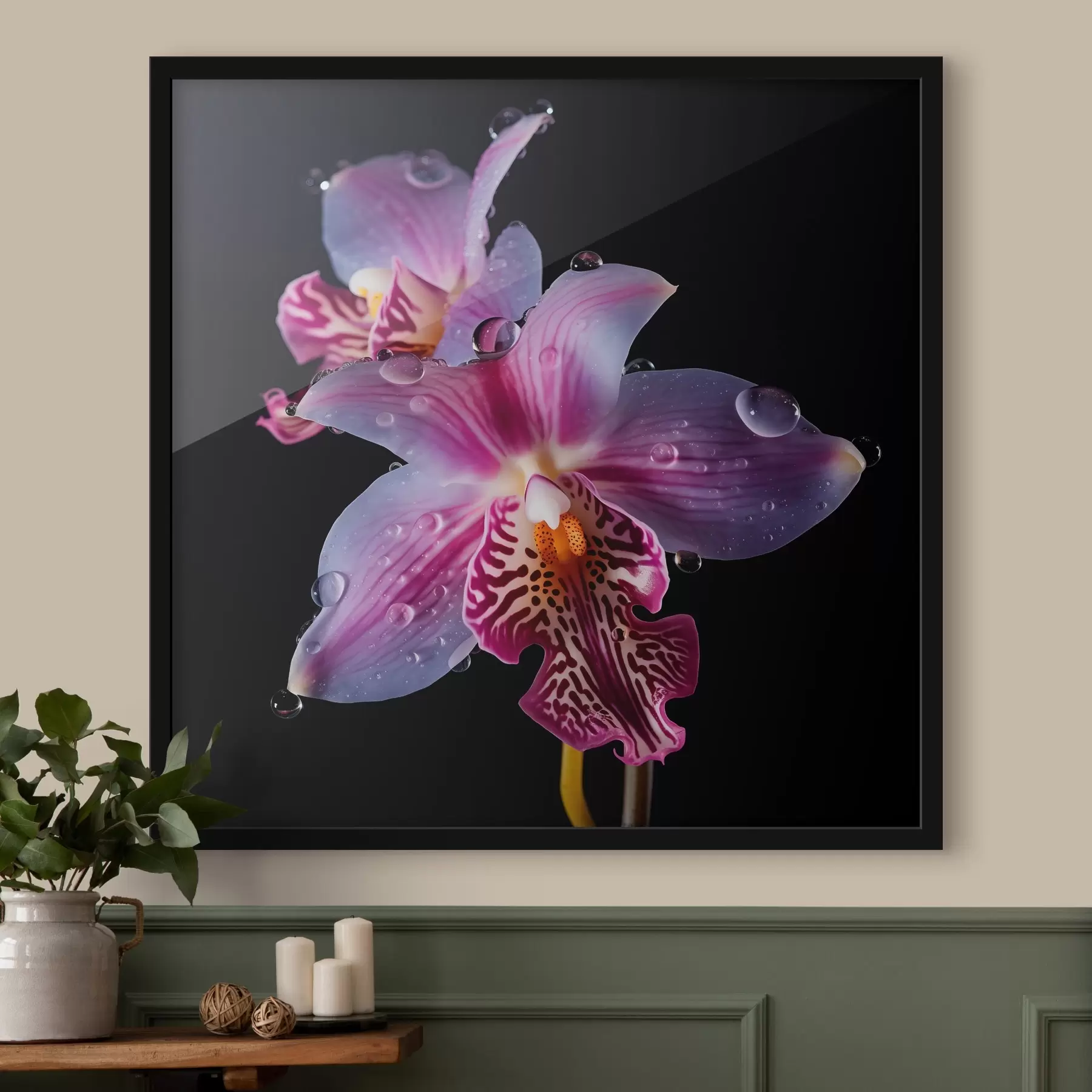 fotótapéta Vízcseppek orchidea szirmokon f44356