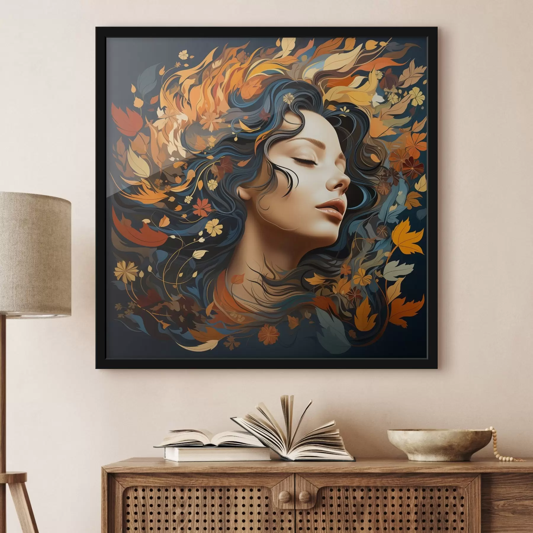 fotószőnyeg Lány és a hulló levelek f44358