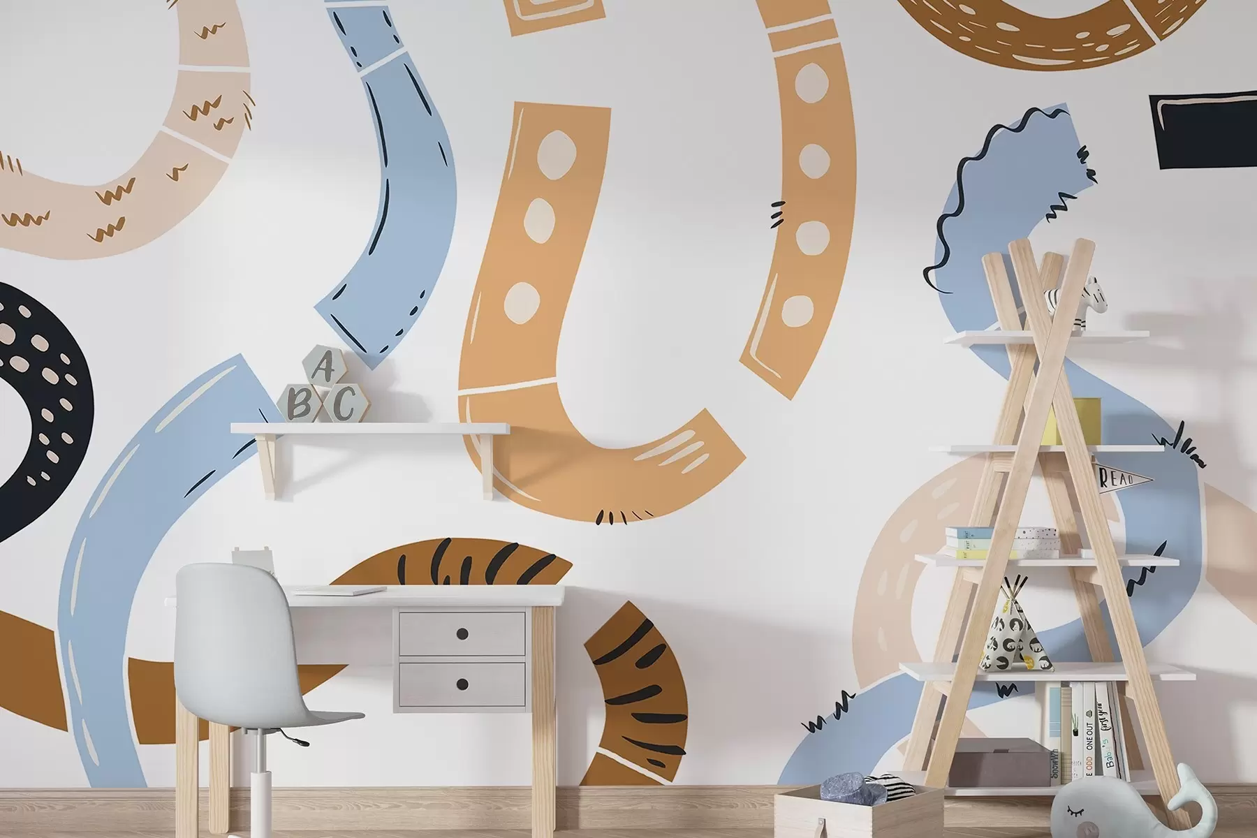 fotószőnyeg Absztrakt rajzok, fiatalkori, firkák, barna, kék, rózsaszín, rózsaszín w04066