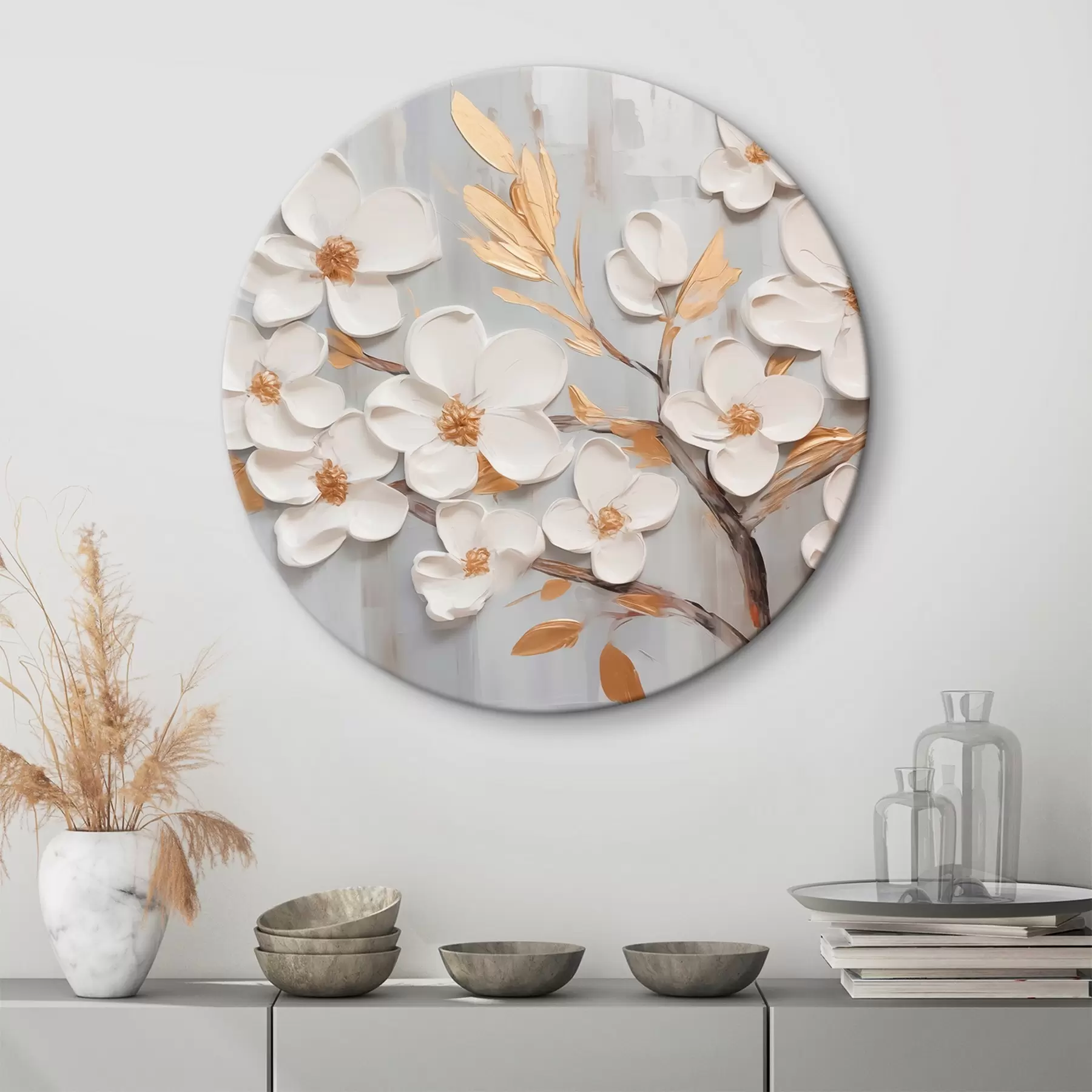 fotótapéta Fehér virágok utánzata festmény r44586