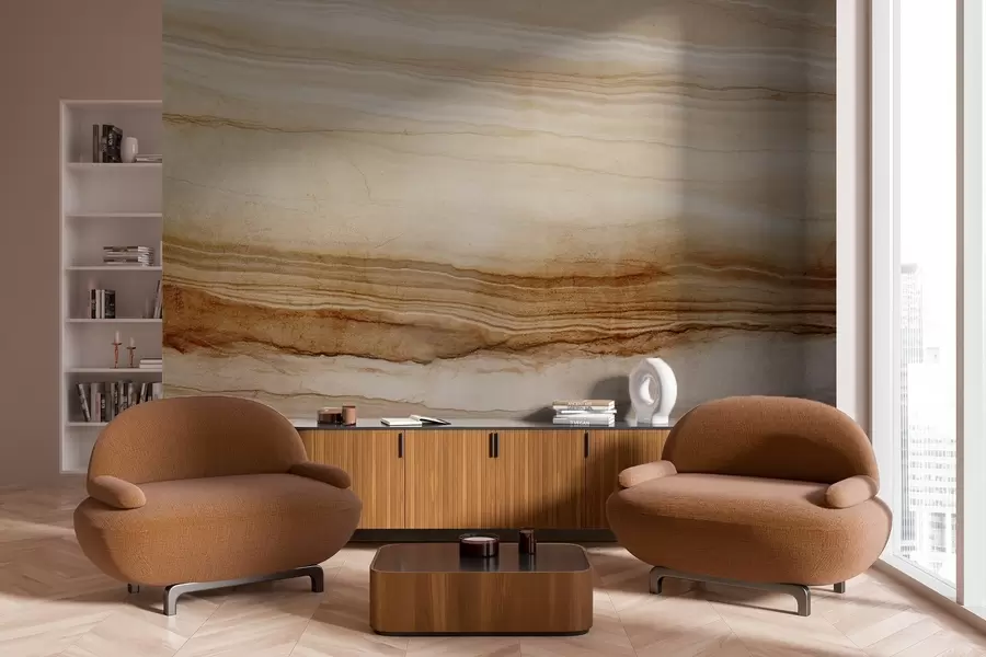 fotószőnyeg Fa textúra utánzat vízszintes vonalakkal, bézs és sötétbarna , természetes nyomtatás, földes lágy tónusok w09156