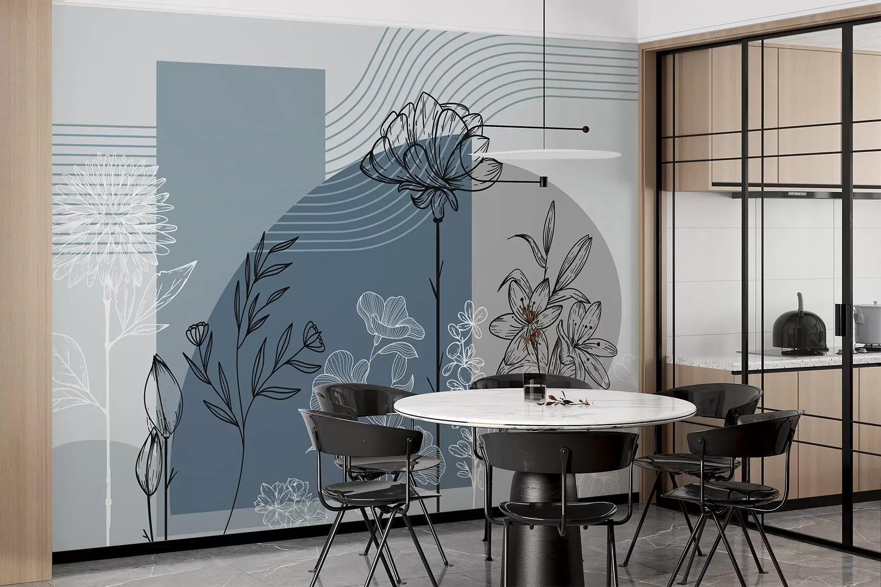 fotószőnyeg Boho virágos körvonal w04081v1