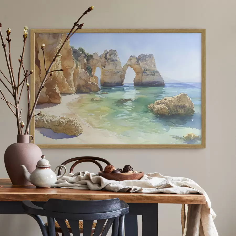 fotószőnyeg Óceáni strand sziklaszirtekkel, Portugália, nyár, akvamarin színű f44608