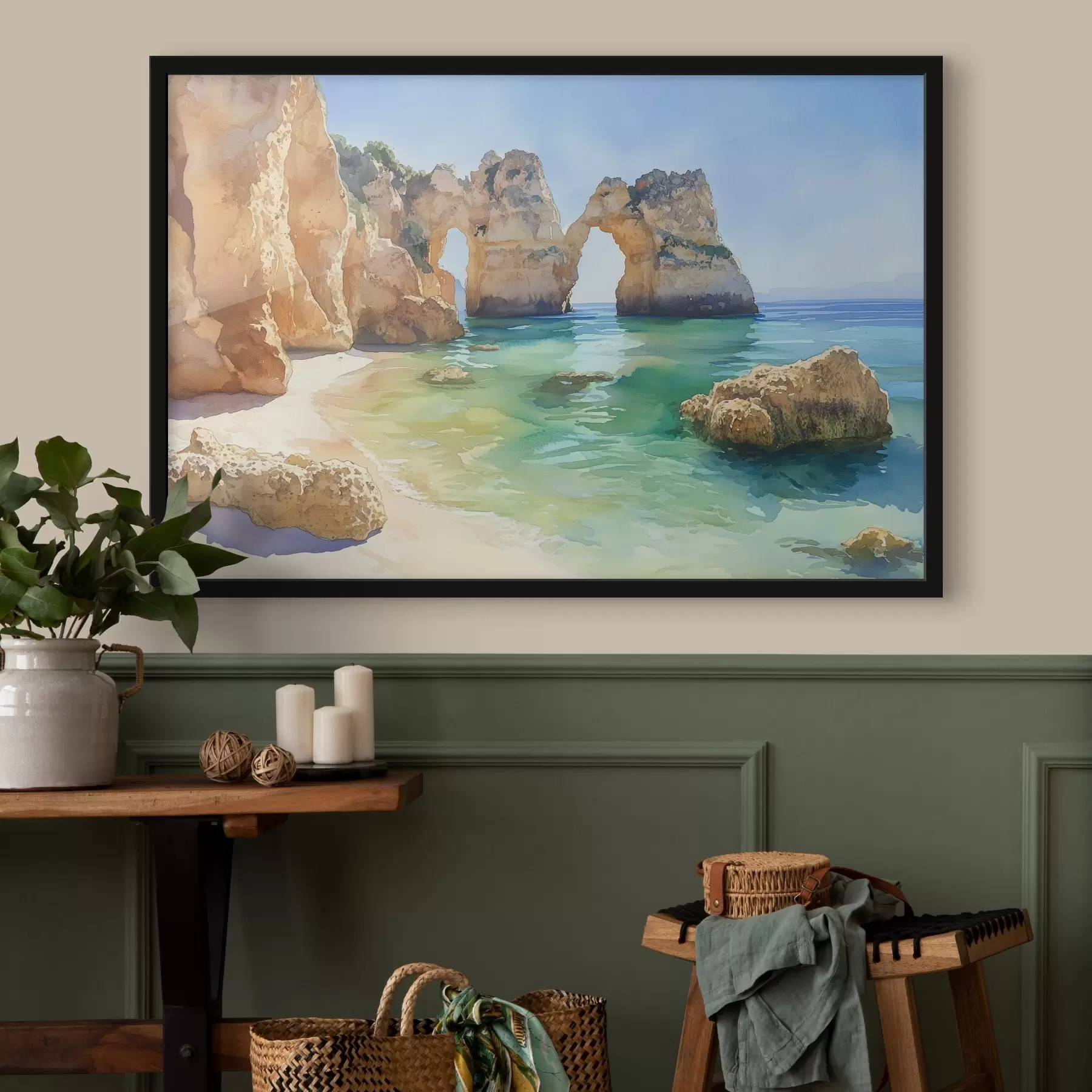 fotószőnyeg Óceáni strand sziklaszirtekkel, Portugália, nyár, akvamarin színű f44608