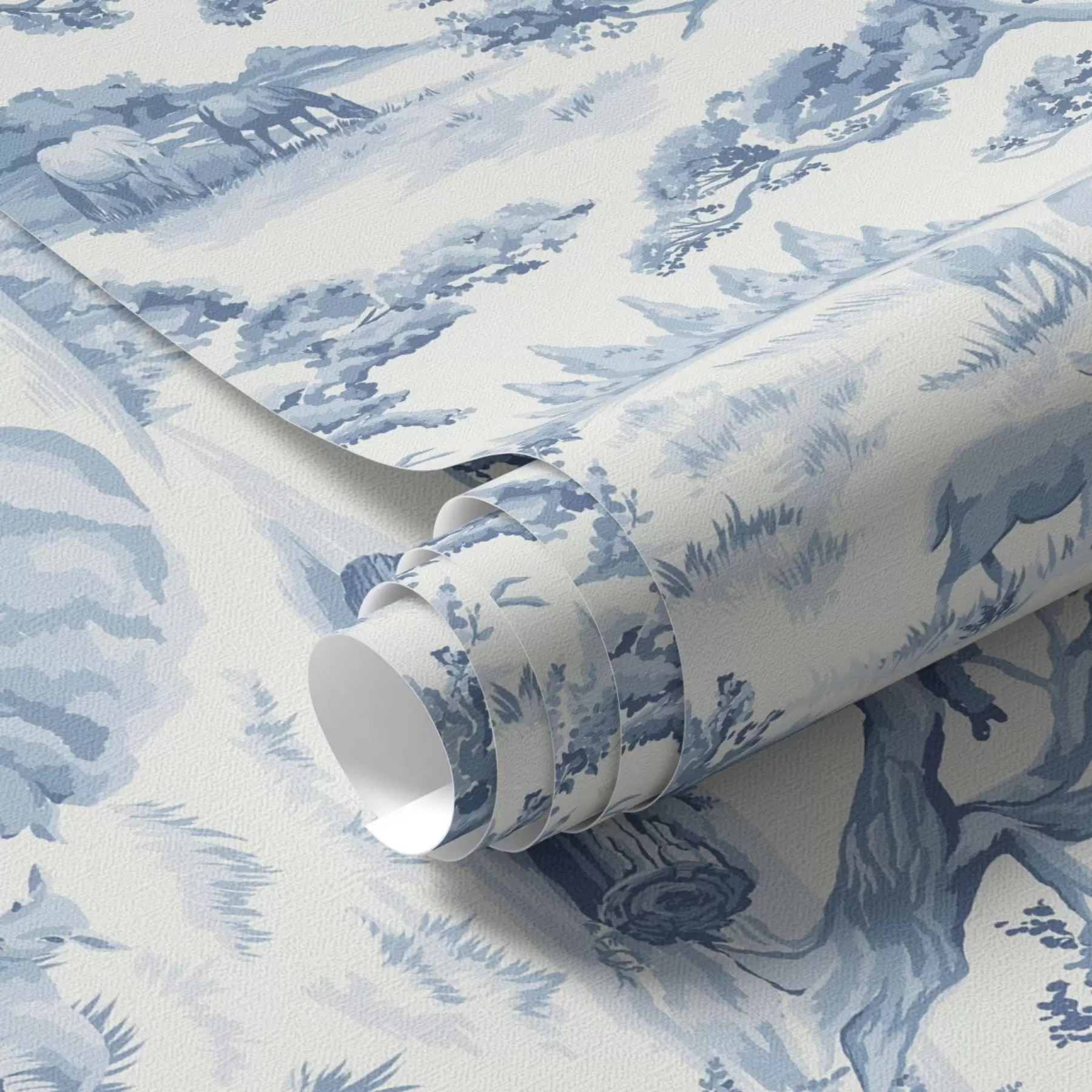 fotószőnyeg Vidéki táj kék tónusokban, juhokkal és fákkal a00178