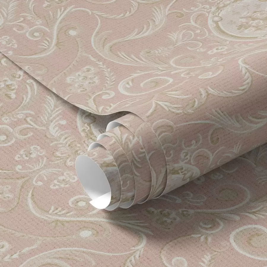 fotószőnyeg Rózsaszín klasszikus minta medalionokkal és virágokkal a00185