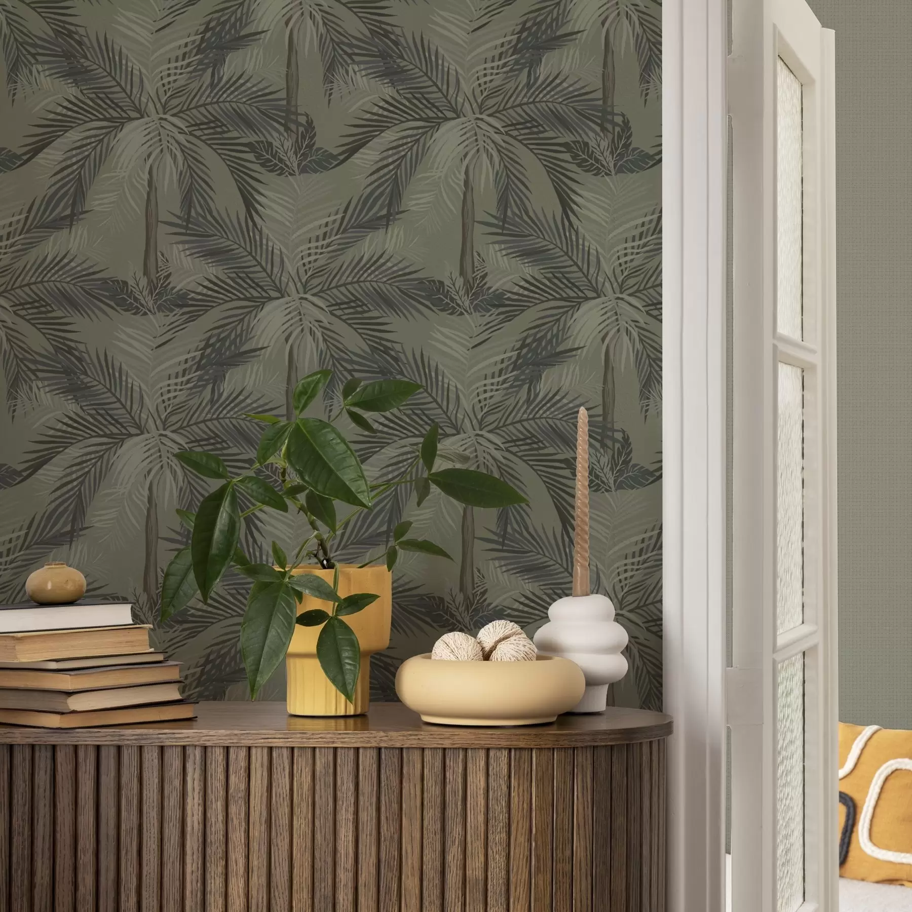 fotószőnyeg Pálmalevelek olajbogyó háttéren, dzsungel, trópusok a00217