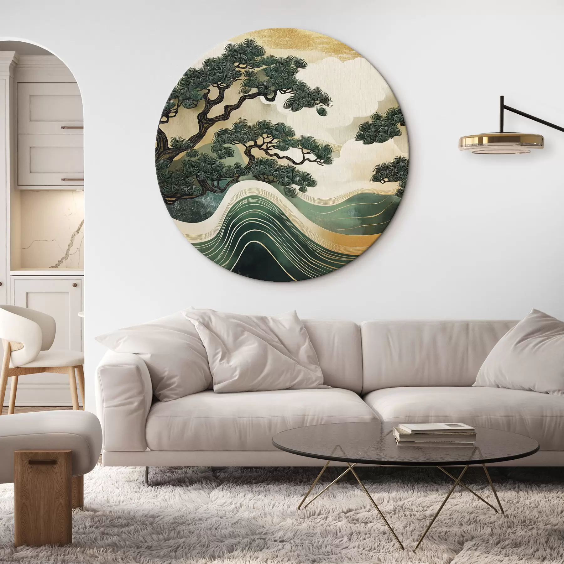 fotótapéta Absztrakt tájképek fenyőfákkal, kínai stílusban r44720