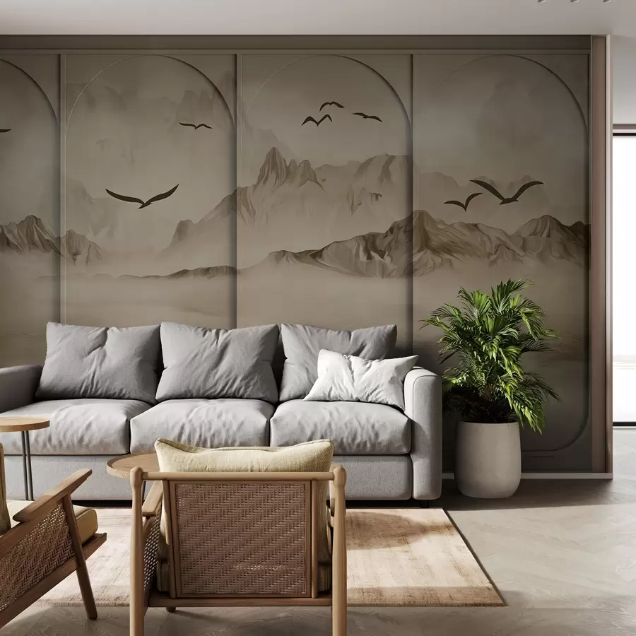 fotószőnyeg Hegyek a paneleken keresztül w04134v1