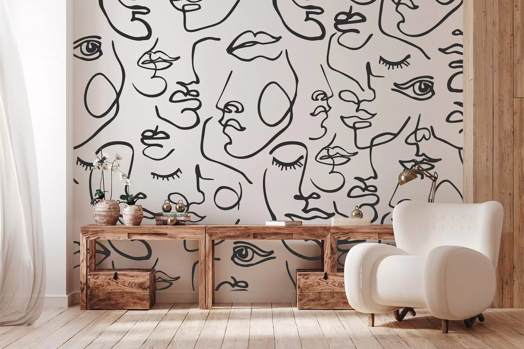 fotószőnyeg Absztrakt arcok fekete színű w04121