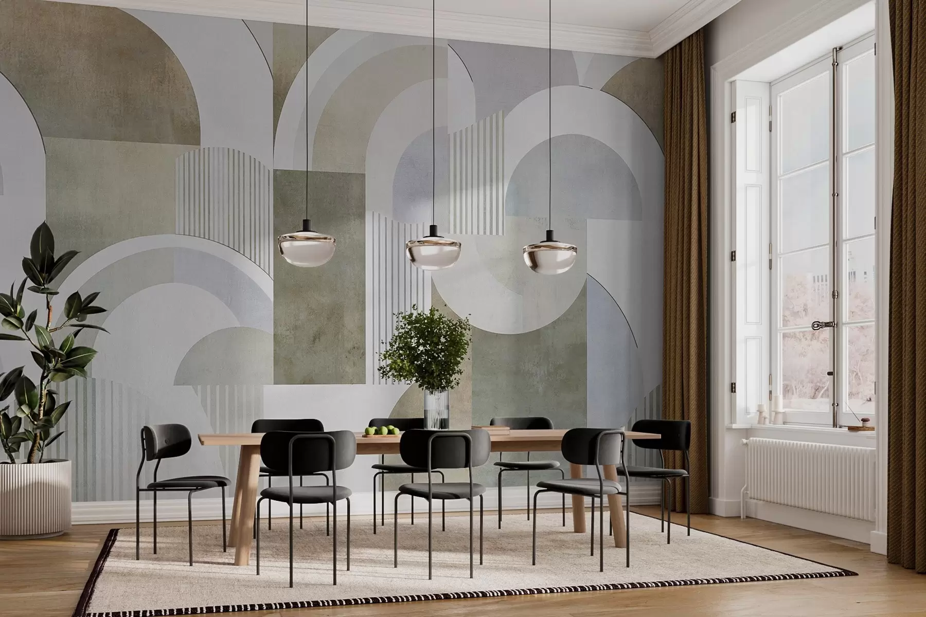 fotószőnyeg Art deco stílusú absztrakt geometria retro hatással w04079
