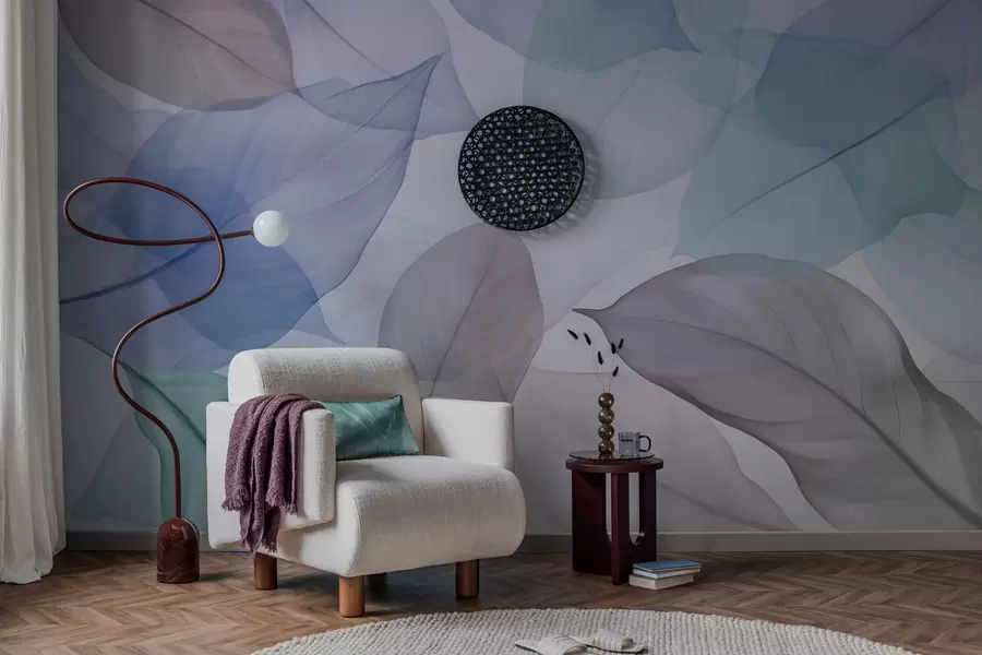 fotószőnyeg Áttetsző levelek kék és barna árnyalatú erekkel w04075